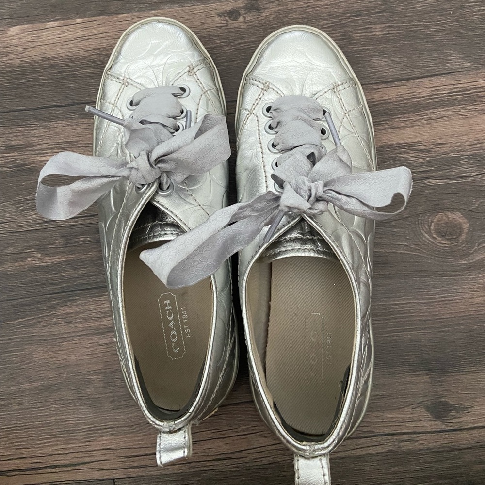 Size 6 Coach silver shoes, barely worn (half size too small on me, I’m a 6.5)